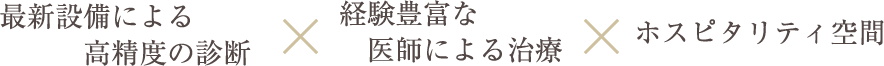 最新設備による高精度の診断×経験豊富な医師による治療×ホスピタリティ空間